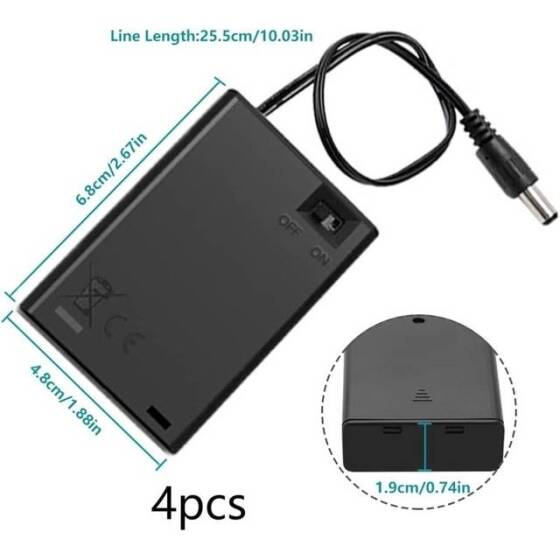 3x LR20 Battery Holder Box With Switch Without Cover - 2