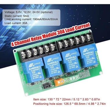 4 Channel Relay Module 30A With Optocoupler Isolation 5V Supports High And Low Triger - 4