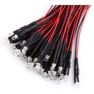 48-72V 3mm Water Clear Blue LED Indicator Light With 20cm Cable - 3