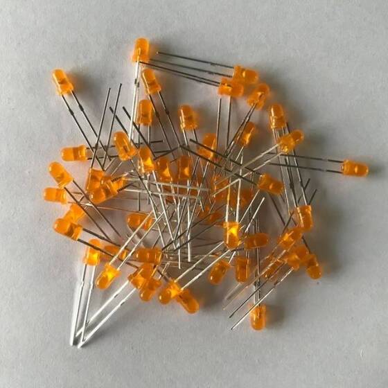 48-72V 3mm Water Clear Orange LED Indicator Light With 20cm Cable - 3