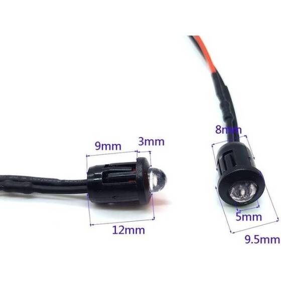 48-72V 5mm Warm White LED Indicator Light With 20cm Cable - 5