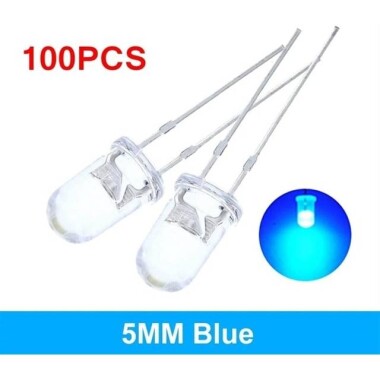48-72V 5mm Water Clear Ice Blue LED Indicator Light With 20cm Cable - 2