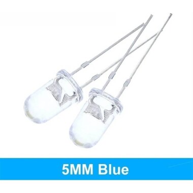 48-72V 5mm Water Clear Ice Blue LED Indicator Light With 20cm Cable - 3