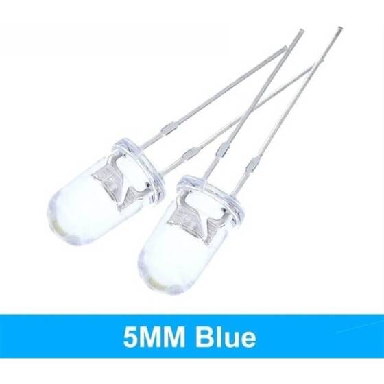 48-72V 5mm Water Clear Ice Blue LED Indicator Light With 20cm Cable - 3