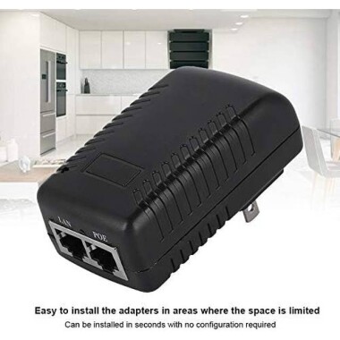 48V 0.5A 100M PoE Injector EU Plug - Silver Network Port - 4