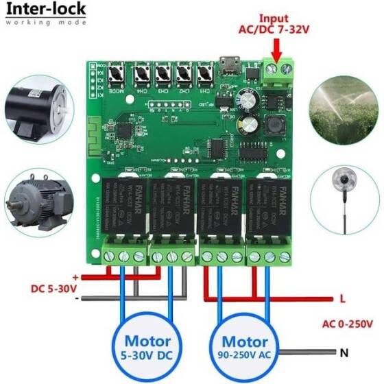 4CH Tuya WiFi Switch Module Intelligent Timing Switch Remote Control - 4