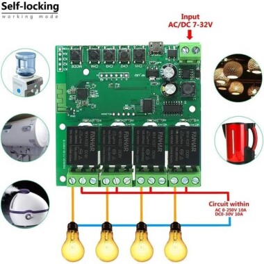 4CH Tuya WiFi Switch Module Intelligent Timing Switch Remote Control - 5