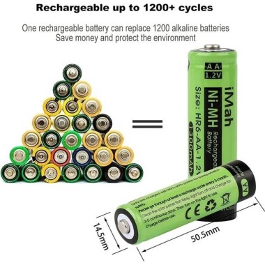 4PCS PALO AA1300MAH Ni-MH Rechargeable Battery - 3