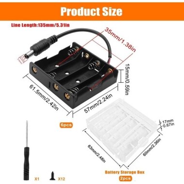 4x AA Battery Holder Box With SM Male Plug Without Cover Back-to-Back - 2