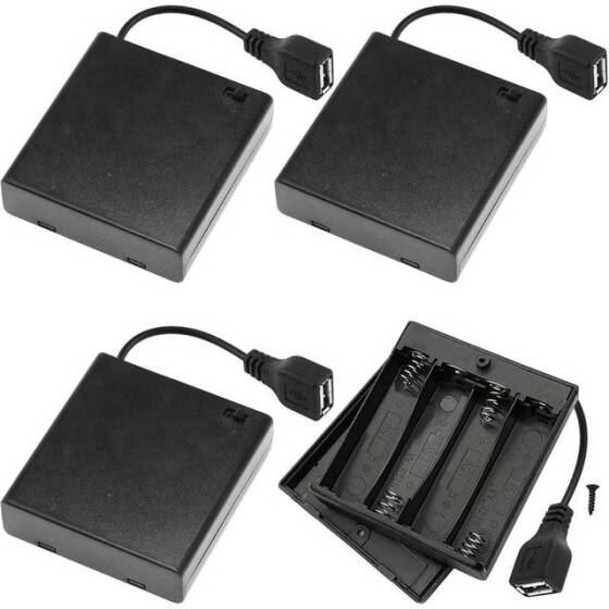 4x AA Battery Holder Box With Usb Plug With Switch And Cover - 1