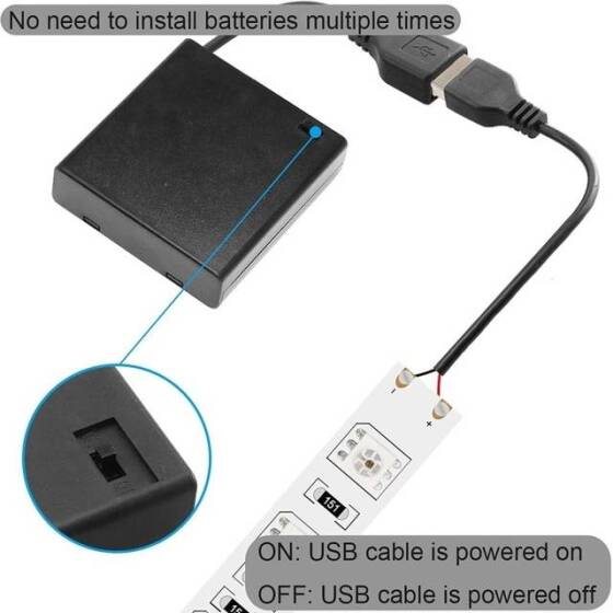 4x AA Battery Holder Box With Usb Plug With Switch And Cover - 3