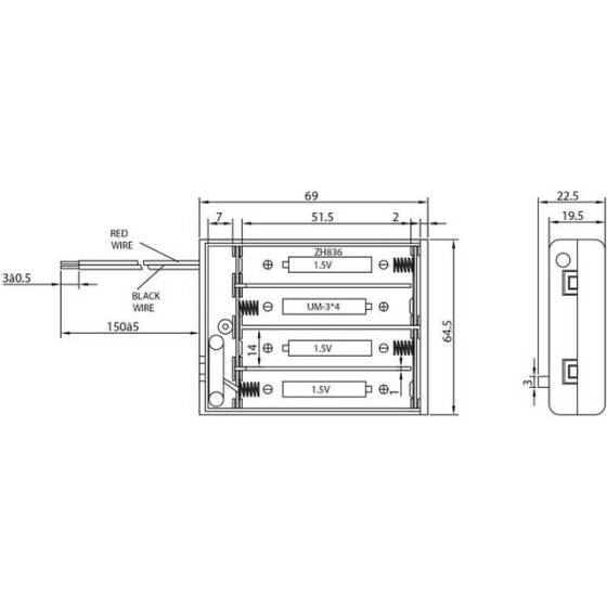 4x AAA Battery Holder Box With Alligator Clips - 2
