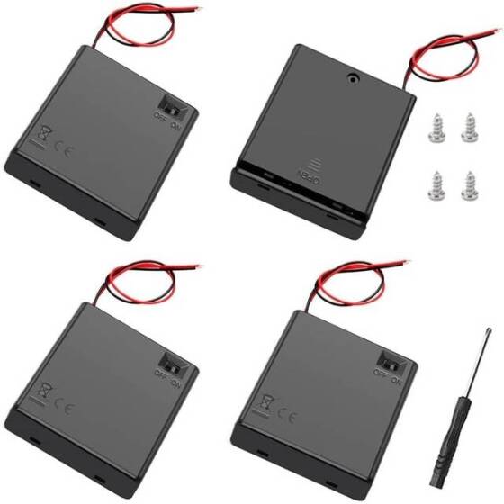 4x LR20 Battery Holder Box With Cover And Holes - 1