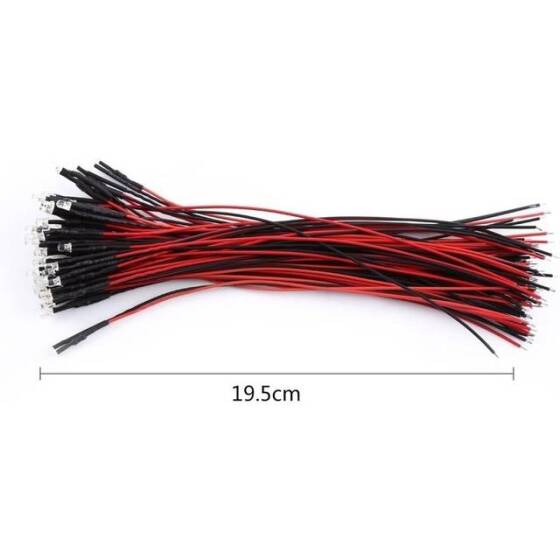 5-9V 3mm Water Clear Red LED Indicator Light With 20cm Cable - 2