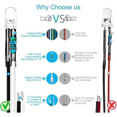 5-9V 5mm White LED Indicator Light With 20cm Cable - 2