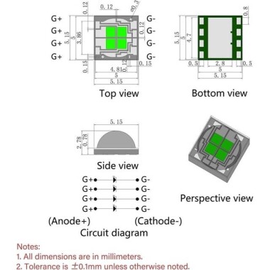 5050 SMD 3W LED RGB - 3