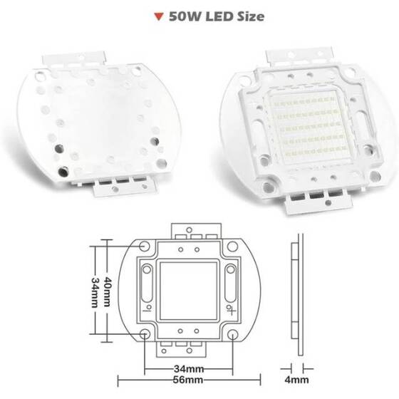 50W SMD High Power LED Bulb Blue - 5
