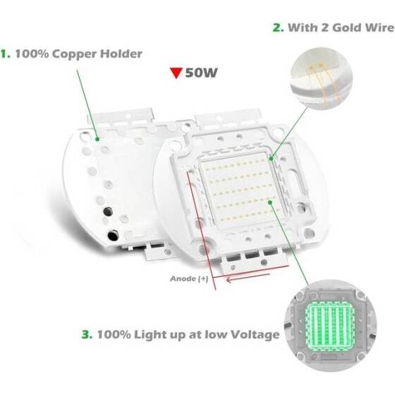 50W SMD High Power LED Bulb Pure Green - 4