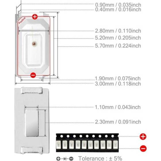 5730 (5630) 0.2W SMD LED Natural White - 3