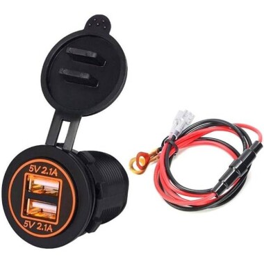 5V 4.2A Waterproof Dual USB Charging Mobile Phone Charger -Orange Led - 1