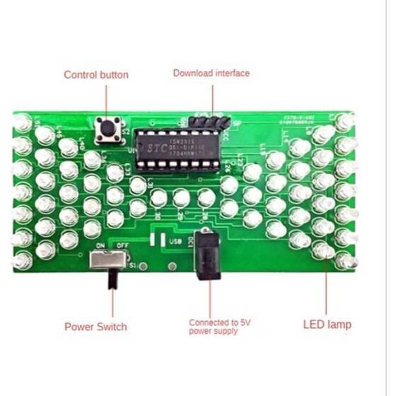 5V Electronic Hourglass DIY Kit Funny Electric Production Kits Precise With 57 Red Led Lamps Double Layer PCB Board Size:84x40MM - 2