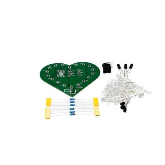 5V USB DIY Colorful Led Kit Heart Shape Light Control Kit Green PCB+USB Cable - 2