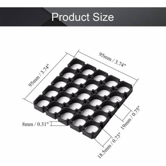 5x5 18650 Battery Holder With 18.5mm Bore Diameter - 3