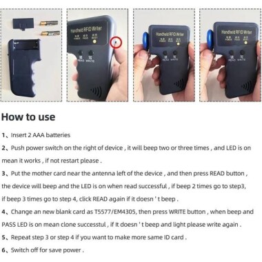 5YOA Handheld 125KHz T5577 CET5200 EM4305 RFID ID Card Key Copier/ Writer/ Tag Reader/DuplicaTor Machine Without Battery Size:71x117x31mm - 4