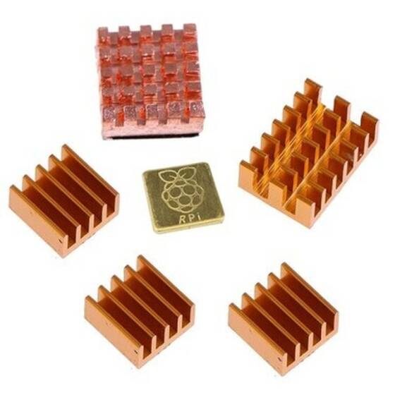 6 Piece Copper Aluminum Heatsink Kit for Raspberry Pi 4 Model B - 1