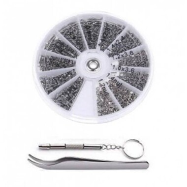 600pcs Sunglasses Clock Rimless Mirror Leg Screw Tool Package With Screwdriver - Plastic Box - 1