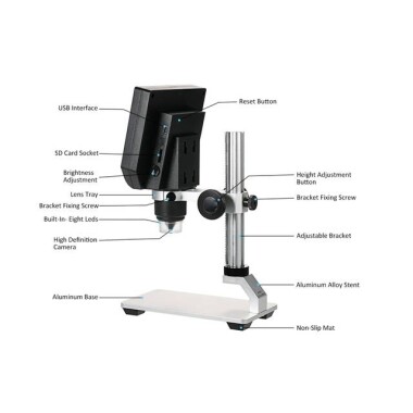 600X 3.6MP Digital Microscope With Metal Stand-UK Plug - 3