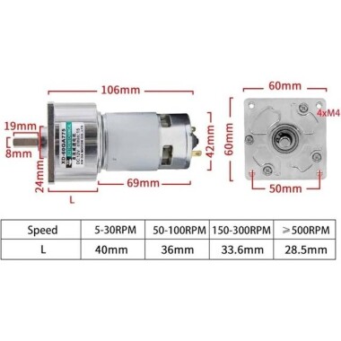 60GA775 DC24V 15RPM DC Reduction Motor - 4