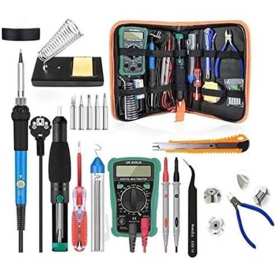 60W Adjustable Temperature Soldering Iron With 5pcs Soldering Tips EU Plug High Quality - 1