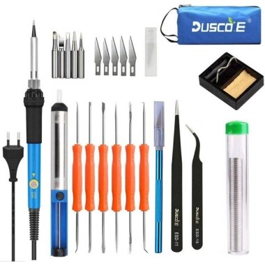 60W Adjustable Temperature Soldering Iron With 5pcs Soldering Tips EU Plug High Quality - 2