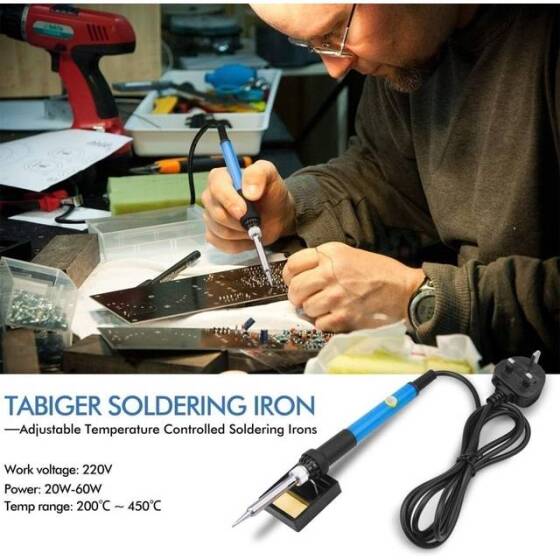 60W Adjustable Temperature Soldering Iron With 5pcs Soldering Tips UK Plug High Quality - 4