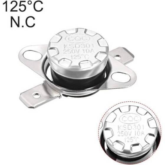 Bakelite KSD301 125 Degree Normally Closed NC Temperature Controlled Switch Thermostat 250V 10A Temperature Control - 4