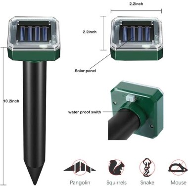 Big Square Ultrasonic Solar Powered Mole Repeller - 2