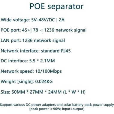 Black 100M PoE Combiner 5-48V/2A - Type C - 5