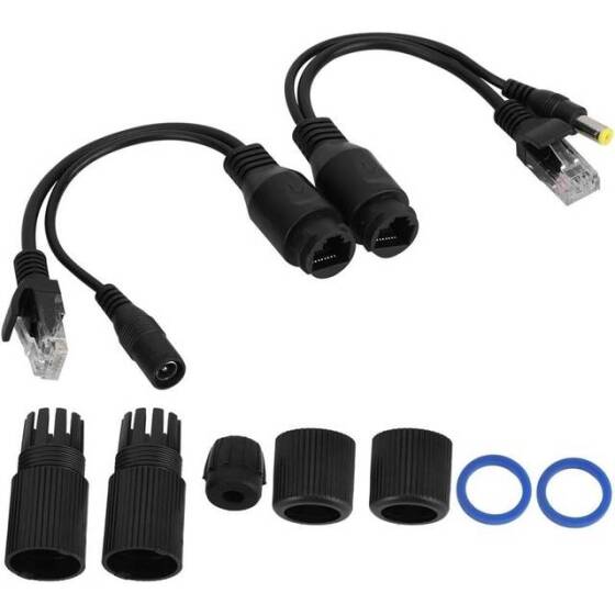 Black 12V NonstAndard POE Waterproof Injector Adapter Cable DC Female Plug - 1