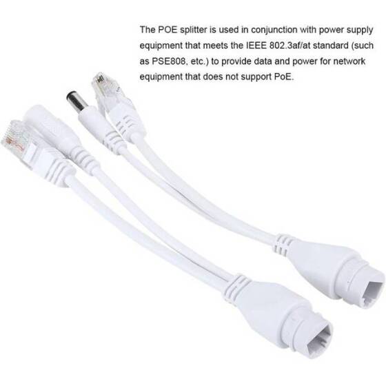 Black 12V NonstAndard POE Waterproof Splitter Adapter Cable DC Male Plug - 4