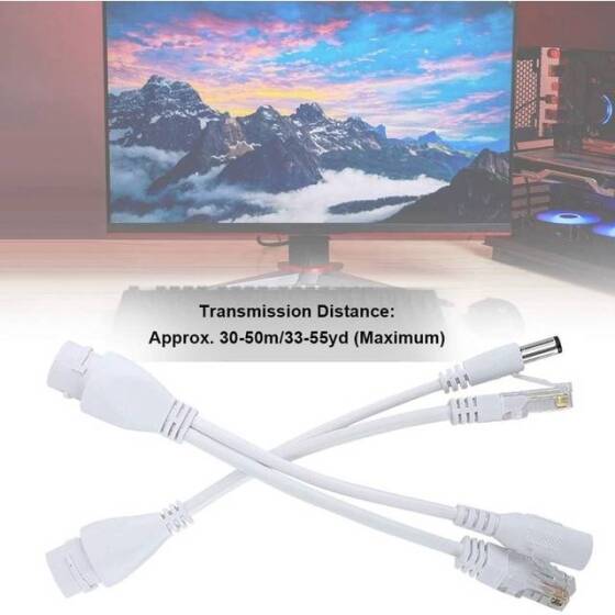 Black 12V NonstAndard POE Waterproof Splitter Adapter Cable DC Male Plug - 5