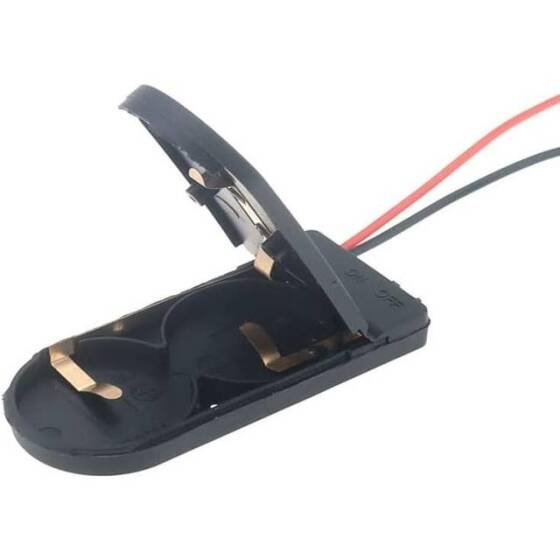 Black 2x 6V Button Battery Box CR2032 LIR203 - 2