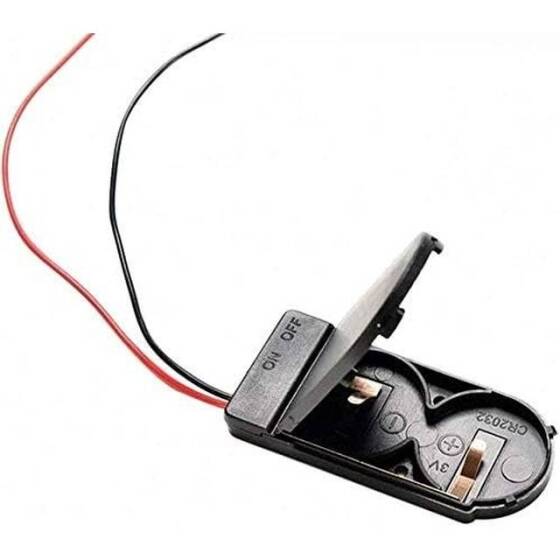 Black 2x Button Battery Case With Wire And Toggle Switch CR2032 - 2