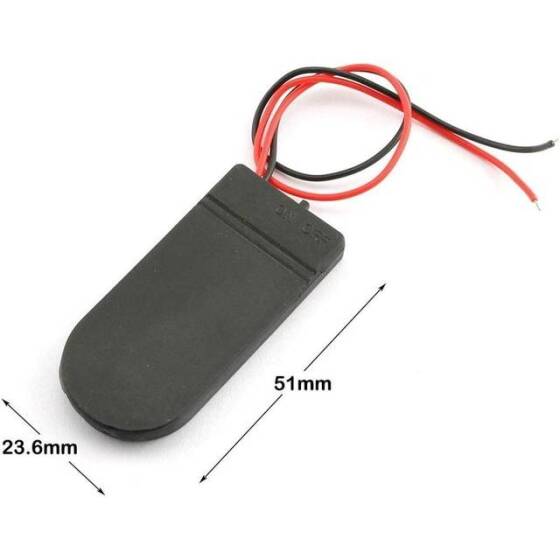 Black 2x Button Battery Case With Wire And Toggle Switch CR2032 - 4