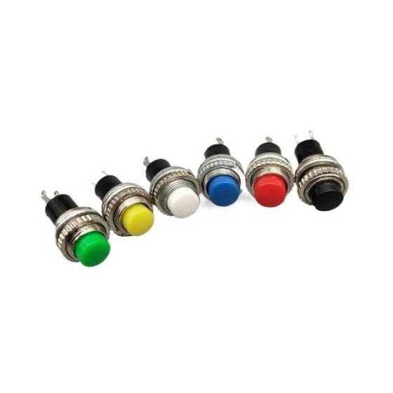 Black DS-213 10mm 2 PIN Momentary Self-Reset Round Button Switch - 4