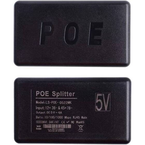 Black Gigabit PoE Combiner 5-48V/2A - Type C - 3