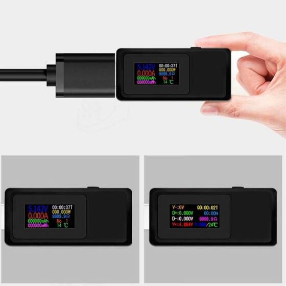 Black KWS-MX19 USB Tester DC4V-30V 0-5A Current Voltage Meter Timing Ammeter - 2