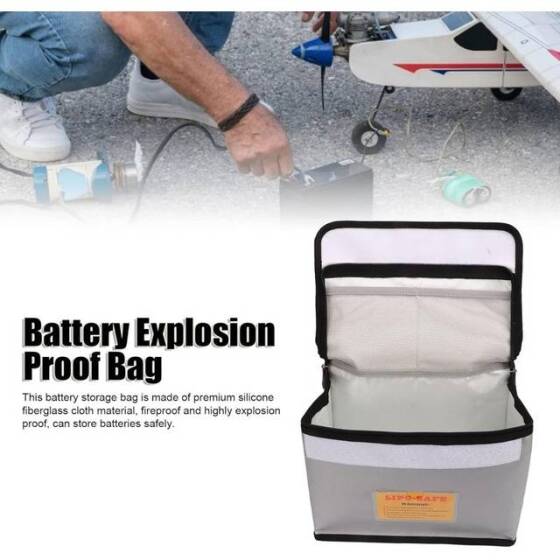 Black Lithium Battery Explosion-Proof Bag/Protection Bag Size: 180x230mm - 4