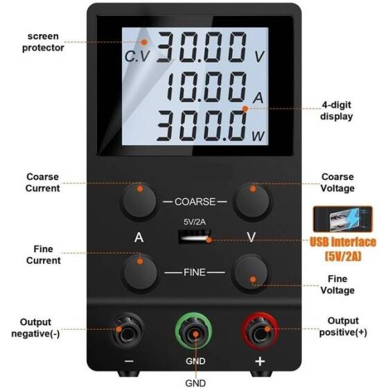 Black SPPS3010D 30V10A Color Screen Storage DC Regulated Power Supply With Cable 220V EU Plug - 3