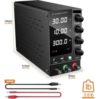 Black SPPS3010D 30V10A Color Screen Storage DC Regulated Power Supply With Cable 110V US Plug - 3